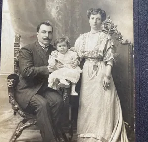 Salim &amp; Badia Zarifeh with their son JeanNicolas‘s maternal grandparentsJaffa ca. 1910